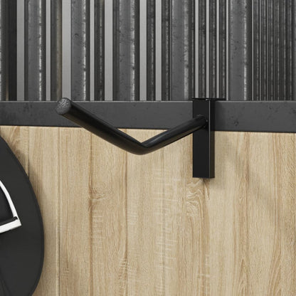 Sattelhalter mit Trensenhaken Einarmig Tragbar Schwarz Eisen