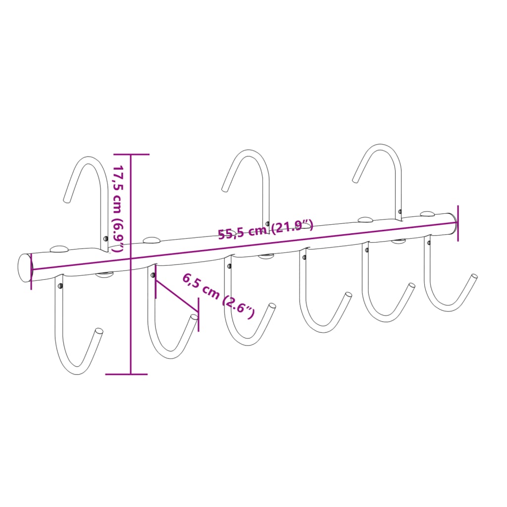 Trensenhalter mit 9 Drehhaken Schwarz Stahl