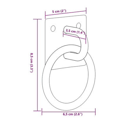 Anbinderinge mit Platten 3 Stk. Silbern Stahl