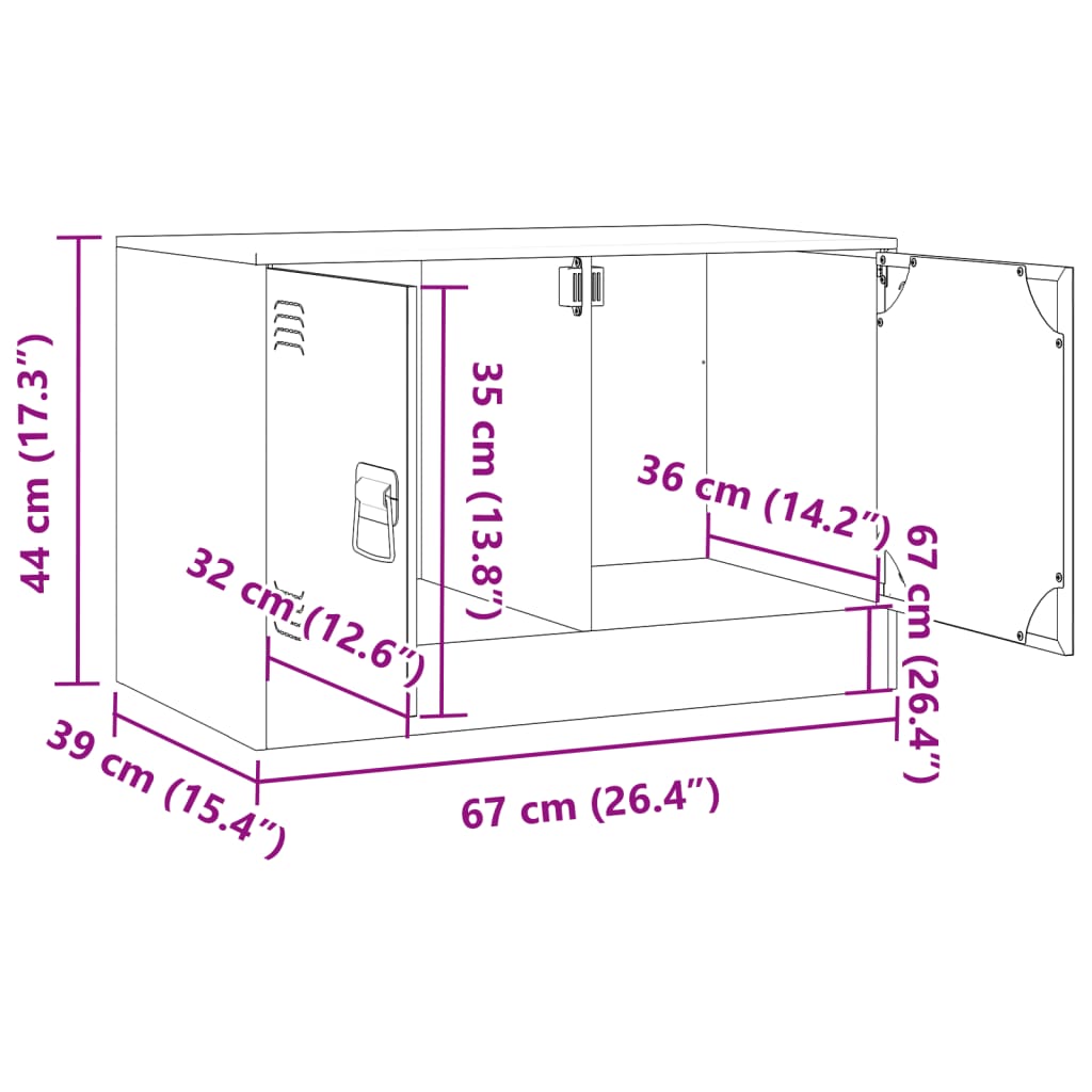 TV-Schrank Anthrazit 67x39x44 cm Stahl