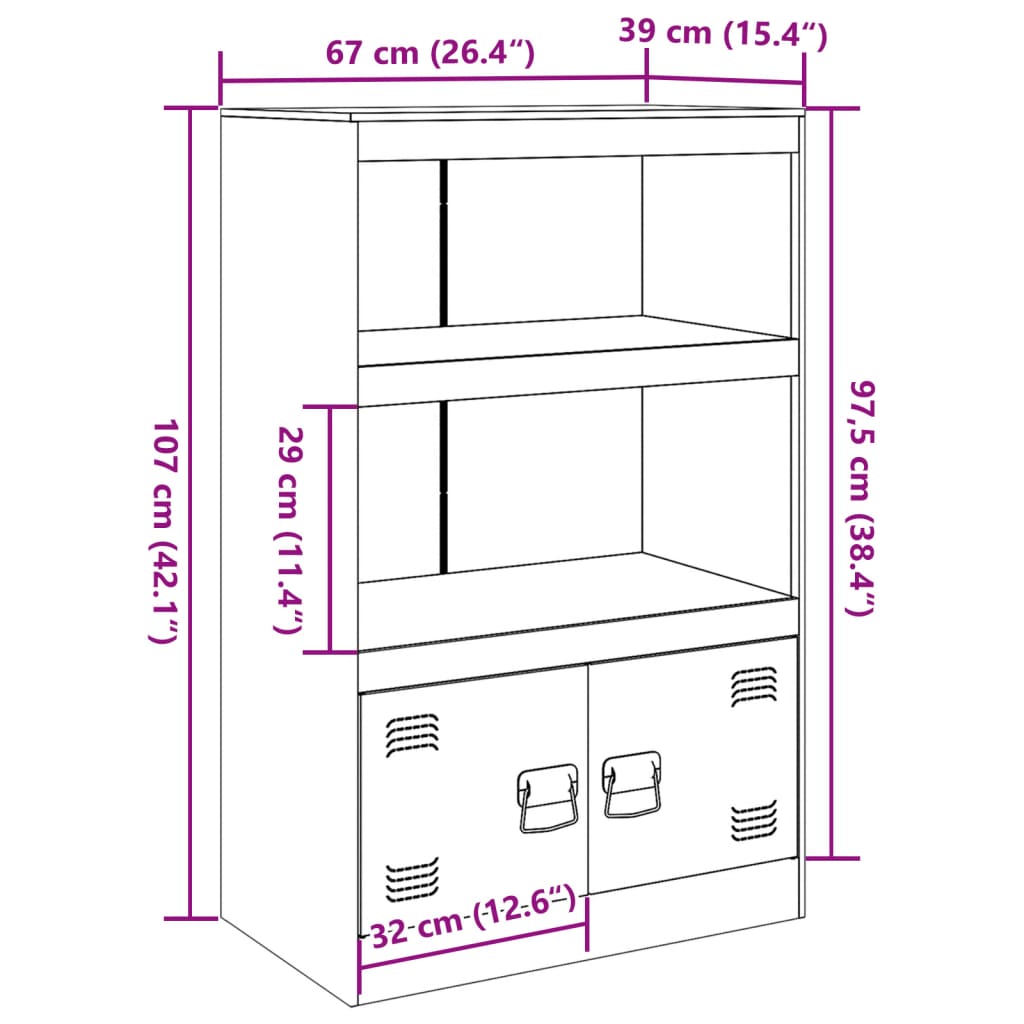 Sideboard Schwarz 67x39x107 cm Stahl