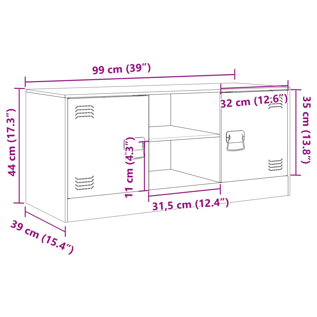 TV-Schrank Anthrazit 99x39x44 cm Stahl