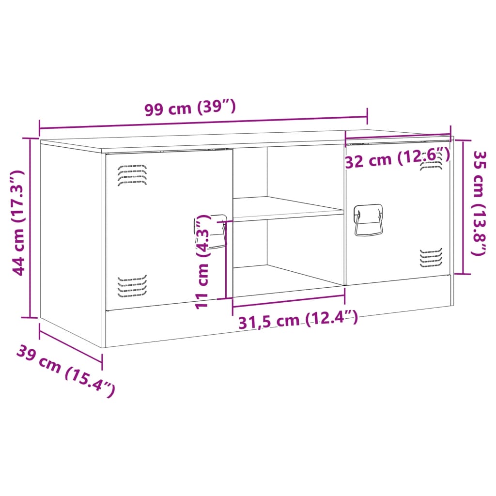 TV-Schrank Olivgrün 99x39x44 cm Stahl