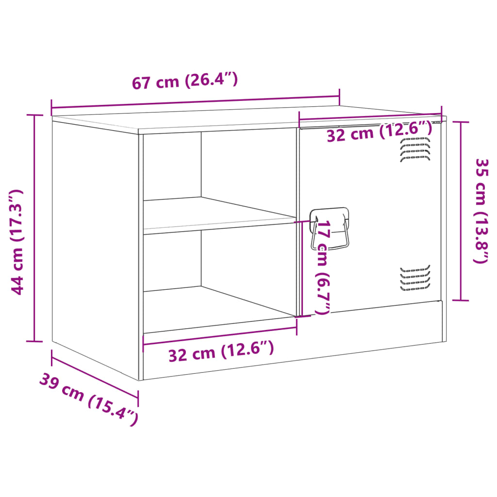 TV-Schrank Schwarz 67x39x44 cm Stahl