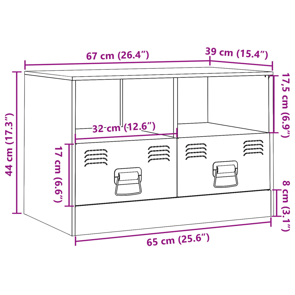 TV-Schrank Schwarz 67x39x44 cm Stahl