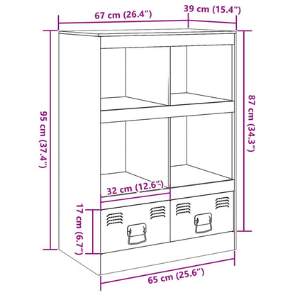 Highboard Schwarz 67x39x95 cm Stahl