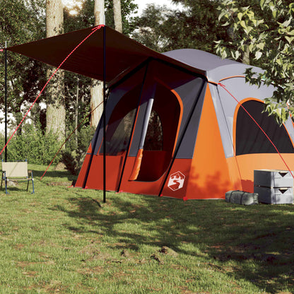 Campingzelt 5 Personen Grau und Orange Wasserdicht