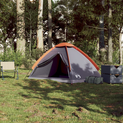 Kuppel-Campingzelt 2 Personen Grau und Orange Wasserdicht