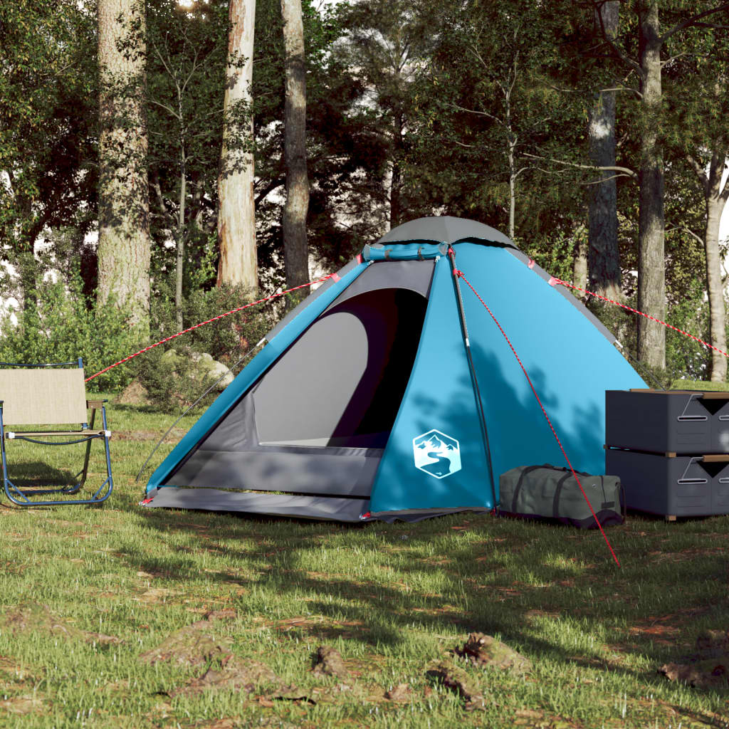 Kuppel-Campingzelt 4 Personen Blau Wasserdicht