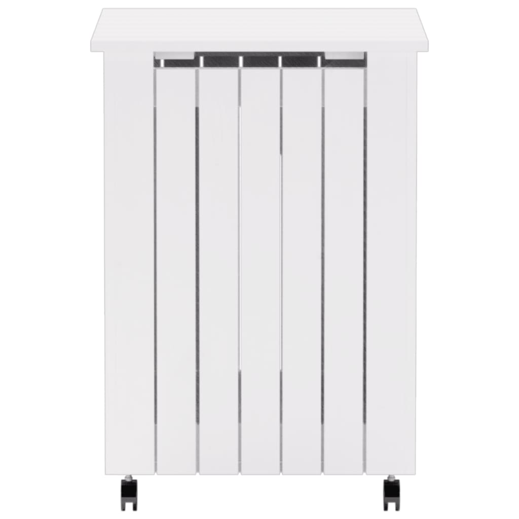 Wäschekorb mit Rollen RANA Weiß 45x45x64 cm Massivholz Kiefer