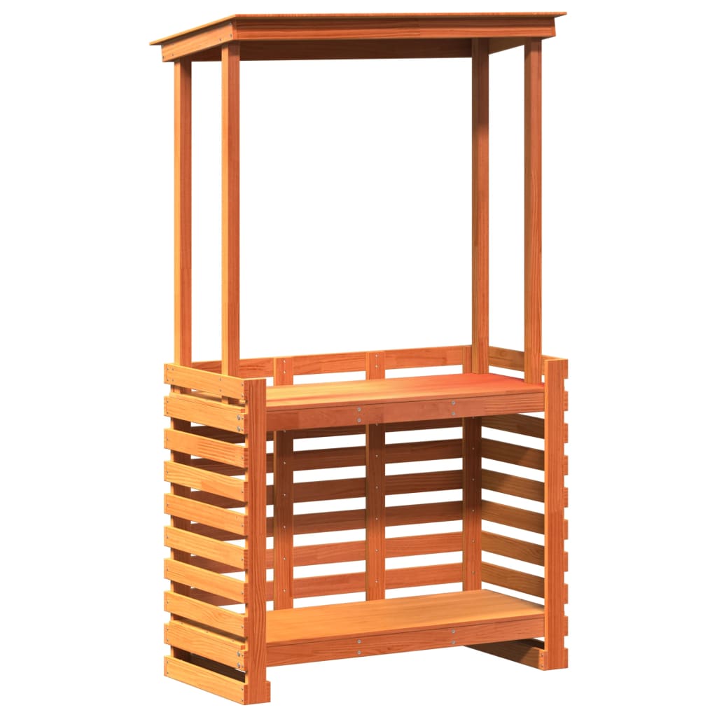 Gartenbar mit Dach Braun 112,5x57x195,5 cm Massivholz Kiefer