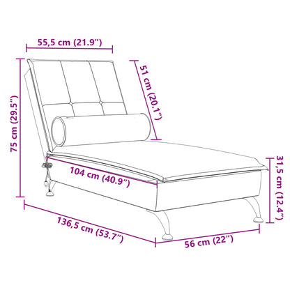 Massage-Chaiselongue mit Nackenrolle Gelb Samt