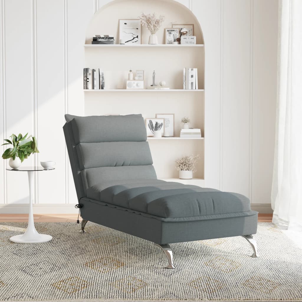 Massage-Chaiselongue mit Kissen Dunkelgrau Stoff