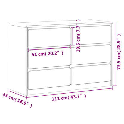 Schubladenkommode SAUDA Eiche-Optik 111x43x73,5 cm Kiefernholz