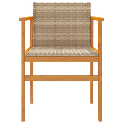 Gartenstühle 2 Stk. Beige Poly Rattan und Massivholz