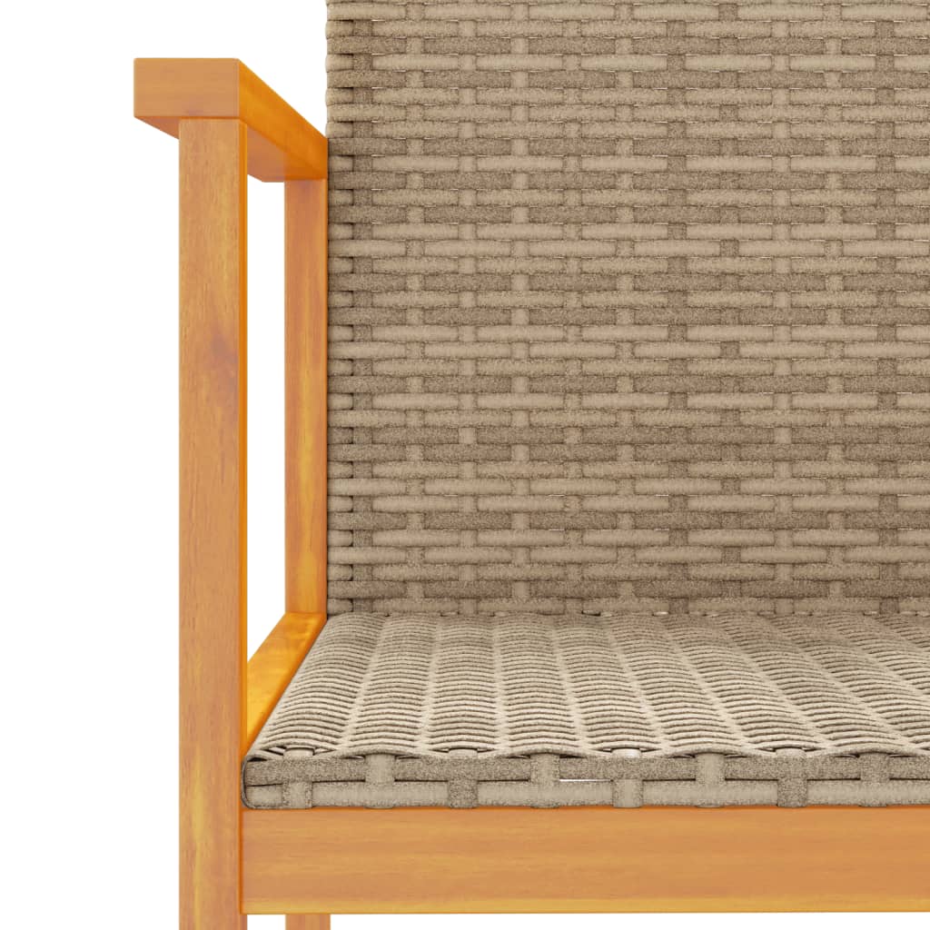 Gartenstühle 2 Stk. Beige Poly Rattan und Massivholz