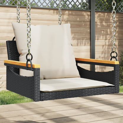 Hängesessel mit Kissen Schwarz 63x62x40 cm Poly Rattan