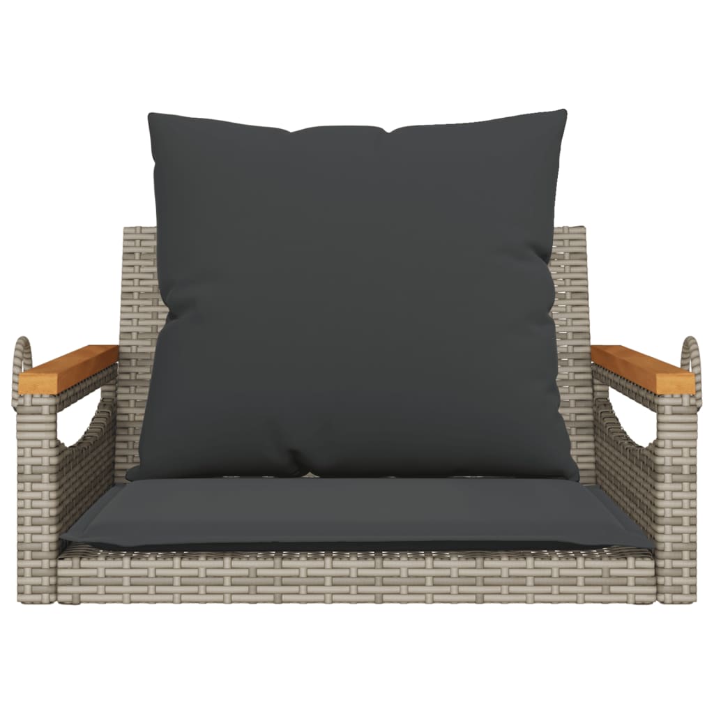 Hängesessel mit Kissen Grau 63x62x40 cm Poly Rattan