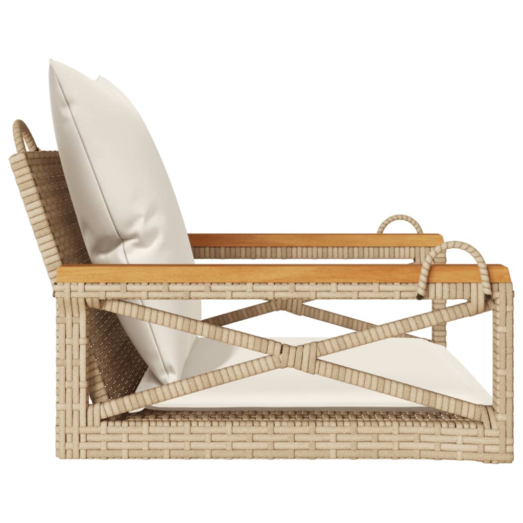 Hängesessel mit Kissen Beige 63x62x40 cm Poly Rattan