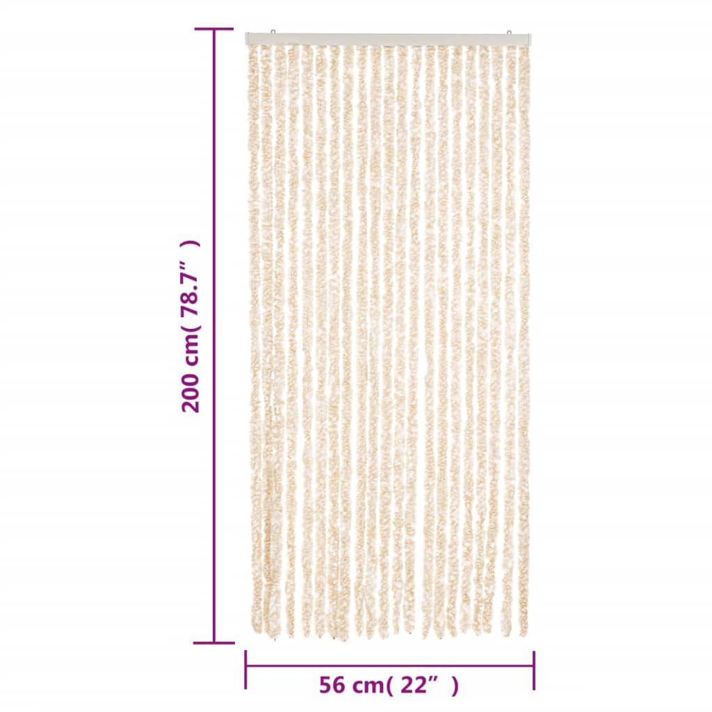 Fliegenvorhang Beige und Weiß 56x200 cm Chenille