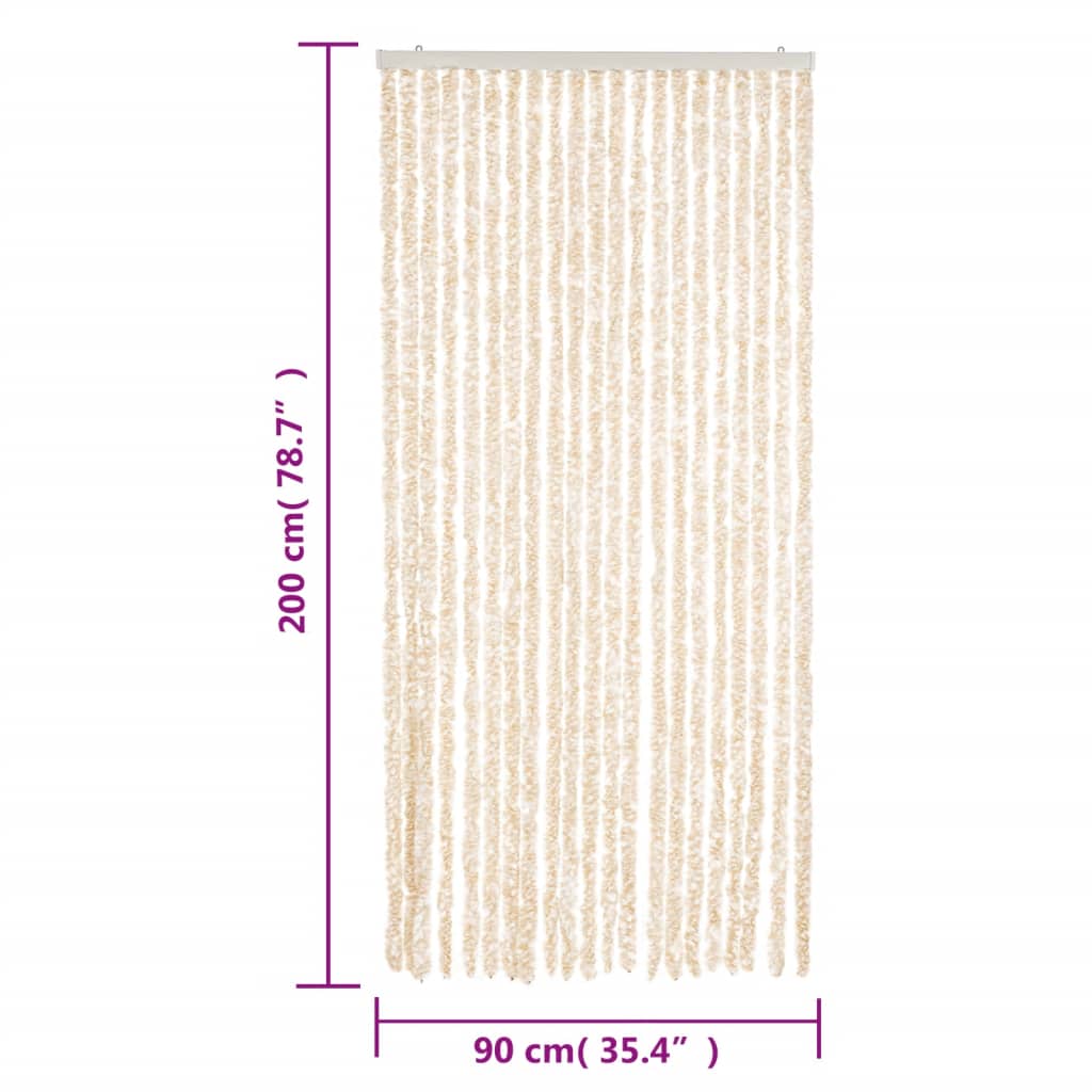 Fliegenvorhang Beige und Weiß 90x200 cm Chenille