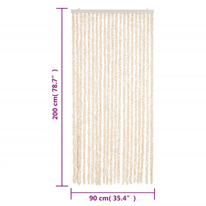 Fliegenvorhang Beige und Weiß 90x200 cm Chenille