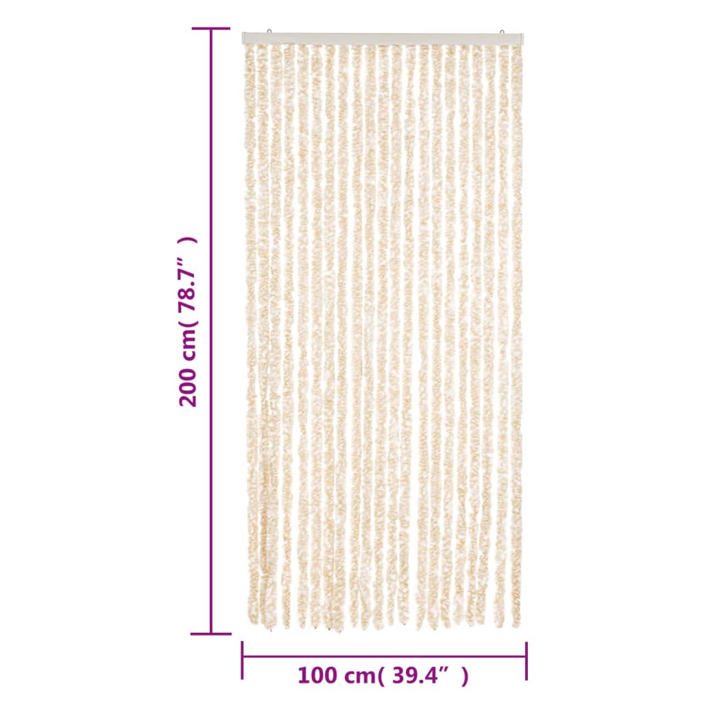 Fliegenvorhang Beige und Weiß 100x200 cm Chenille