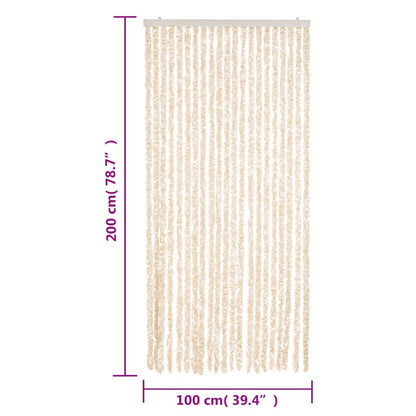 Fliegenvorhang Beige und Weiß 100x200 cm Chenille