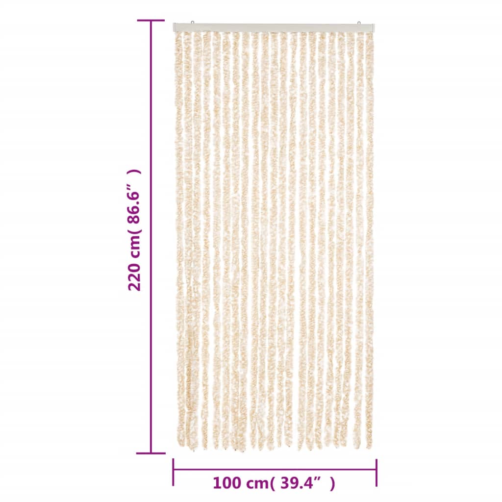 Fliegenvorhang Beige und Weiß 100x220 cm Chenille