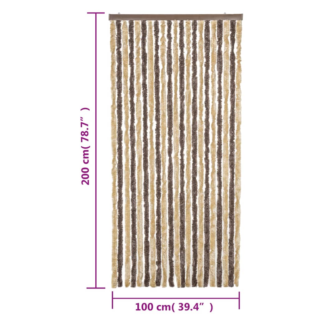 Fliegenvorhang Dunkelbraun und Beige 100x200 cm Chenille