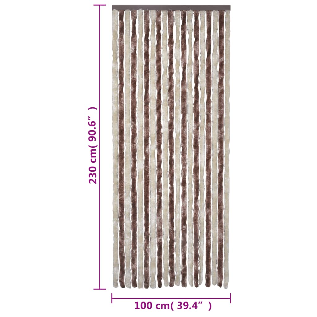 Fliegenvorhang Beige und Hellbraun 100x230 cm Chenille