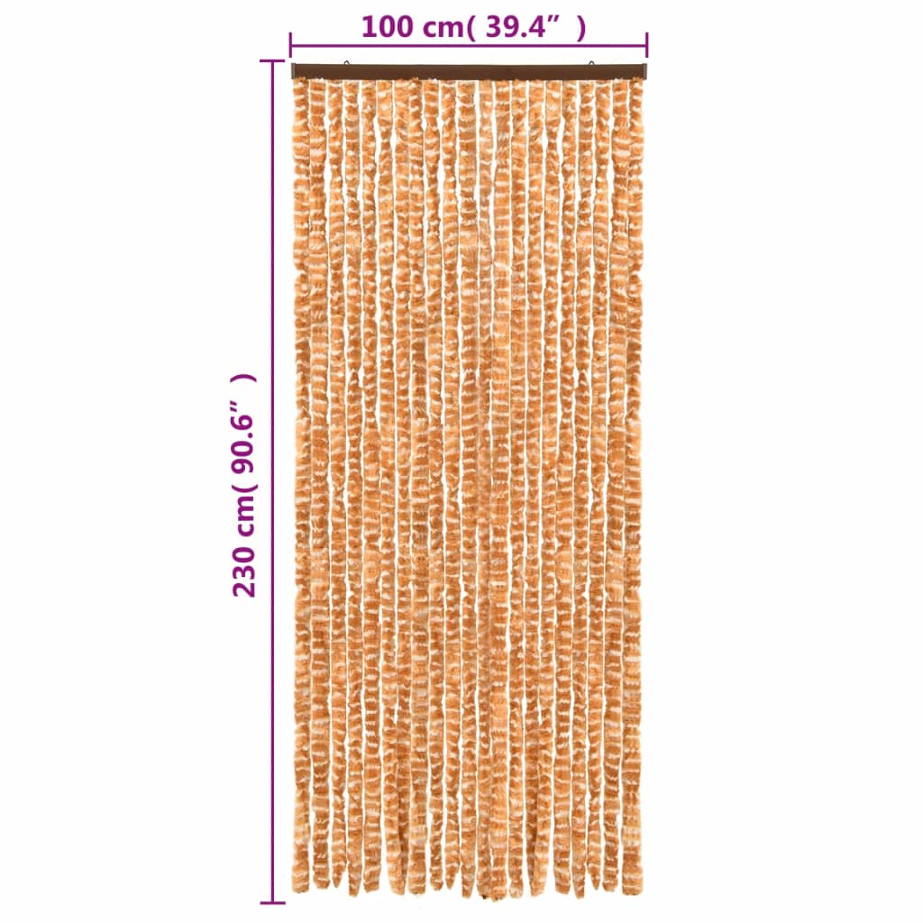 Fliegenvorhang Ocker und Weiß 100x230 cm Chenille