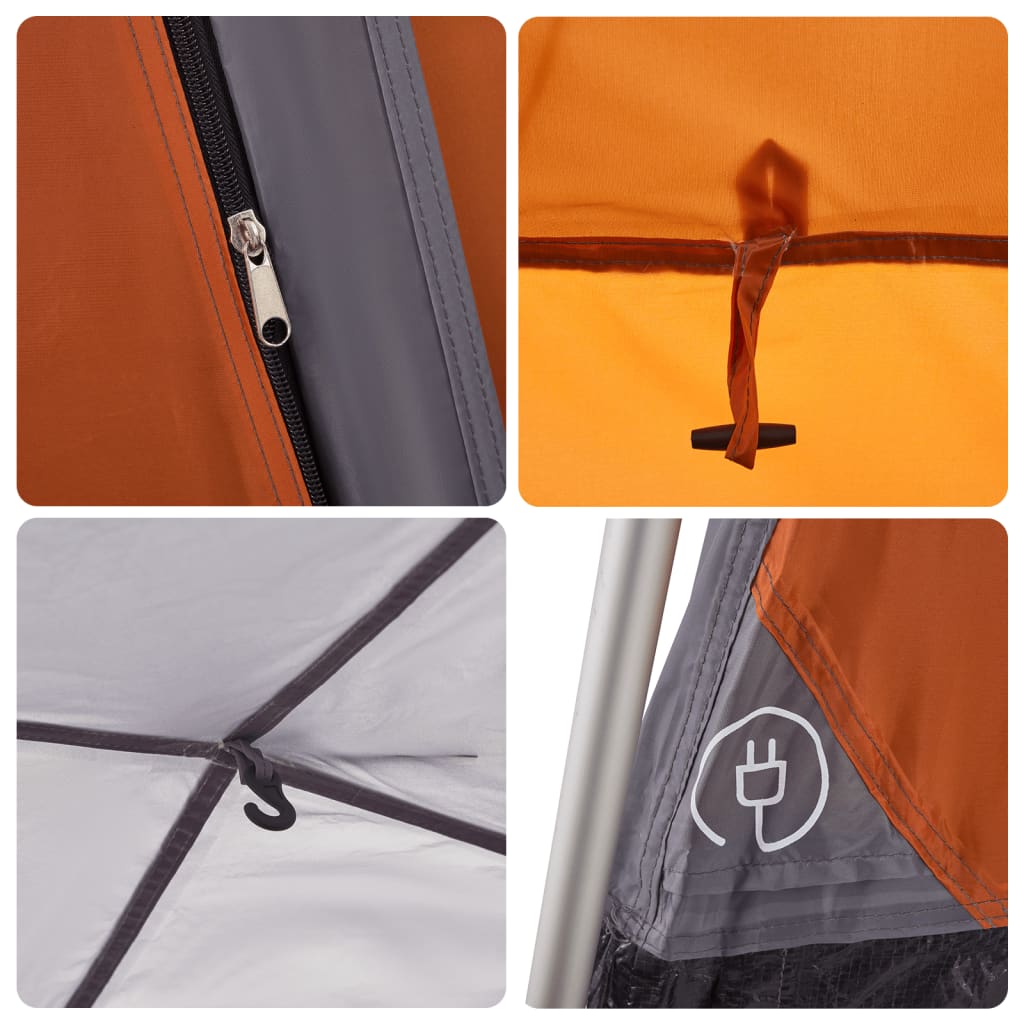 Campingzelt 4 Personen Grau und Orange Quick Release