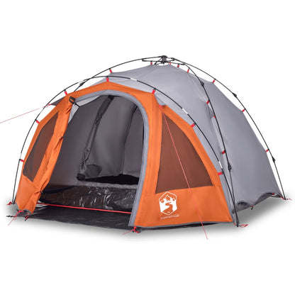 Kuppel-Campingzelt 3 Personen Grau und Orange Quick Release