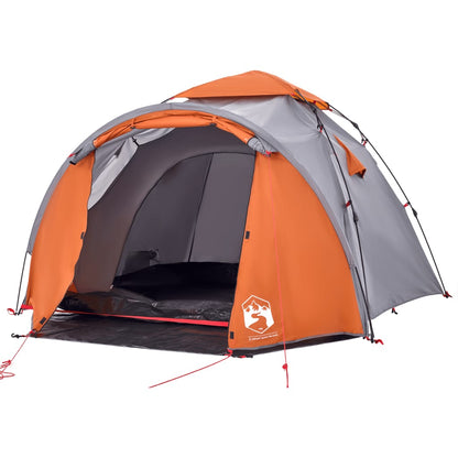 Kuppel-Campingzelt 3 Personen Grau und Orange Quick Release