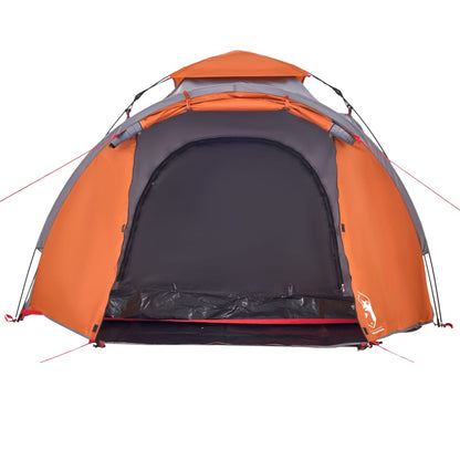 Kuppel-Campingzelt 3 Personen Grau und Orange Quick Release