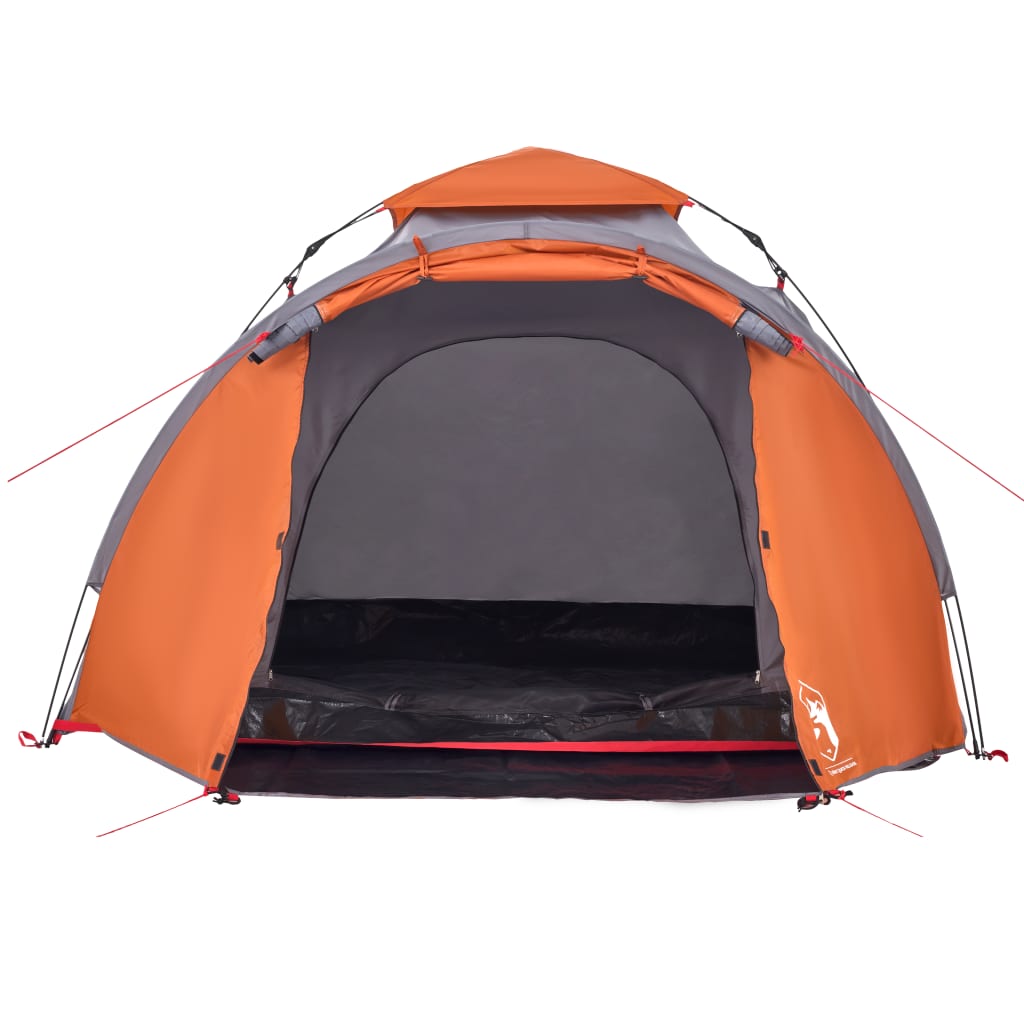 Kuppel-Campingzelt 3 Personen Grau und Orange Quick Release