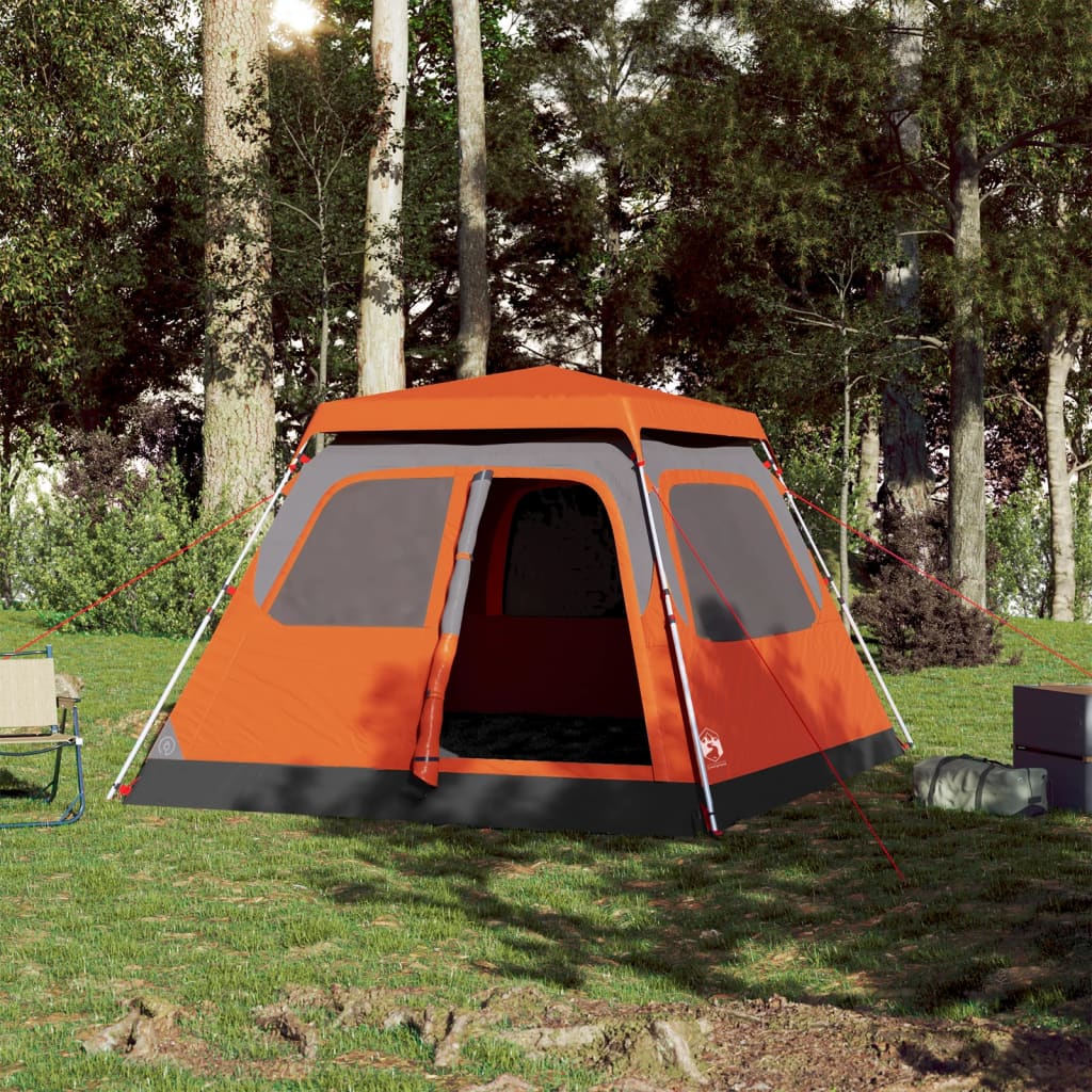 Kuppel-Campingzelt 4 Personen Grau und Orange Quick Release