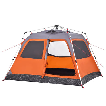 Kuppel-Campingzelt 4 Personen Grau und Orange Quick Release