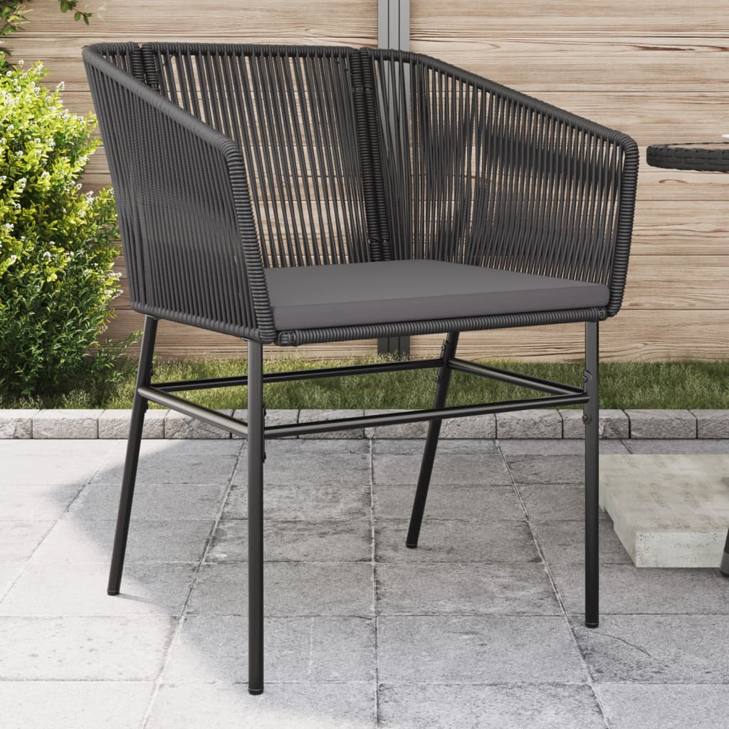 Gartenstühle 2 Stk. mit Kissen Schwarz Poly Rattan