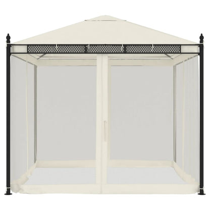 Pavillon mit Netzwänden Creme 2,93x2,93 m Stahl