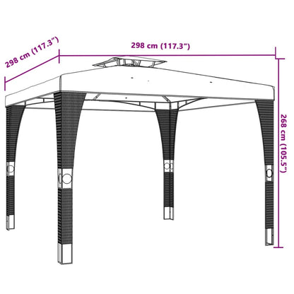 Pavillon mit Doppeldach Creme 2,98x2,98 m Stahl