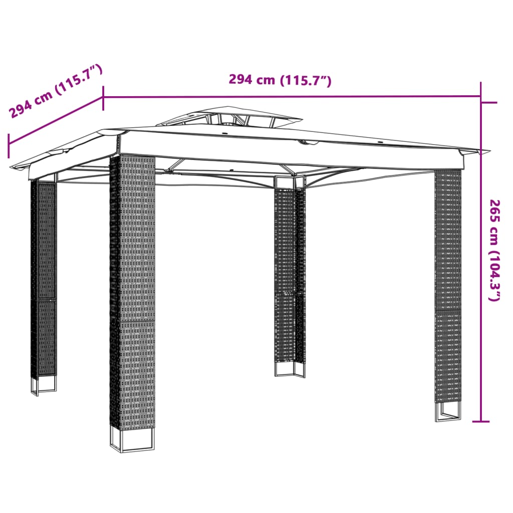 Pavillon mit Doppeldach Creme 2,94x2,94 m Stahl