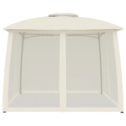 Pavillon mit Doppeldach & Netzwänden Creme 2,93x2,93 m Stahl