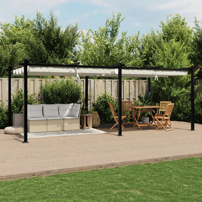 Gartenpavillon mit Ausziehbarem Dach Creme 3x6 m Aluminium