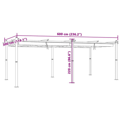 Gartenpavillon mit Ausziehbarem Dach Creme 3x6 m Aluminium