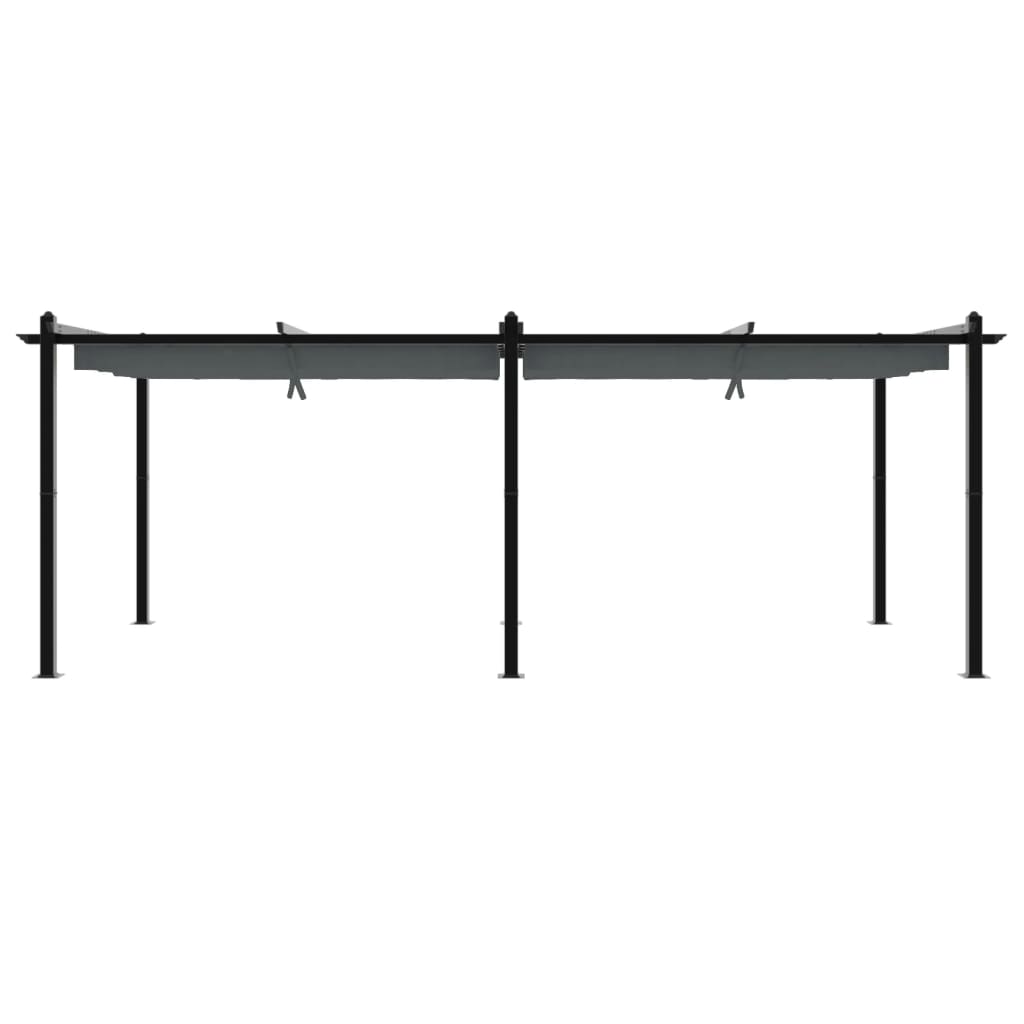 Gartenpavillon mit Ausziehbarem Dach Anthrazit 3x6 m Aluminium
