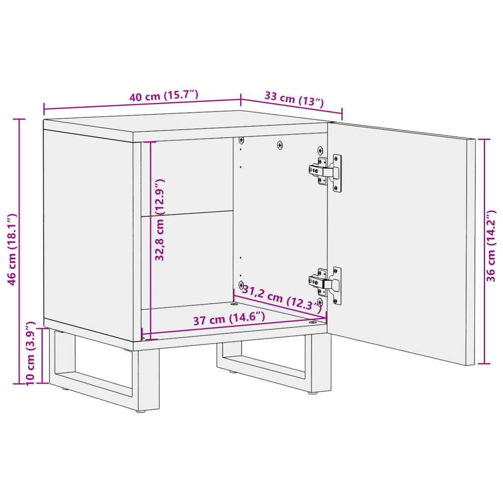 Nachttisch 40x34x46 cm Altholz Massiv