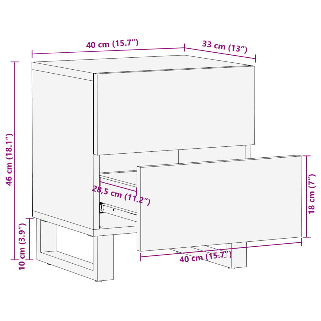 Nachttisch 40x34x46 cm Altholz Massiv