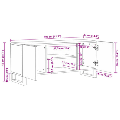 TV-Schrank 105x34x46 cm Raues Massives Mangoholz